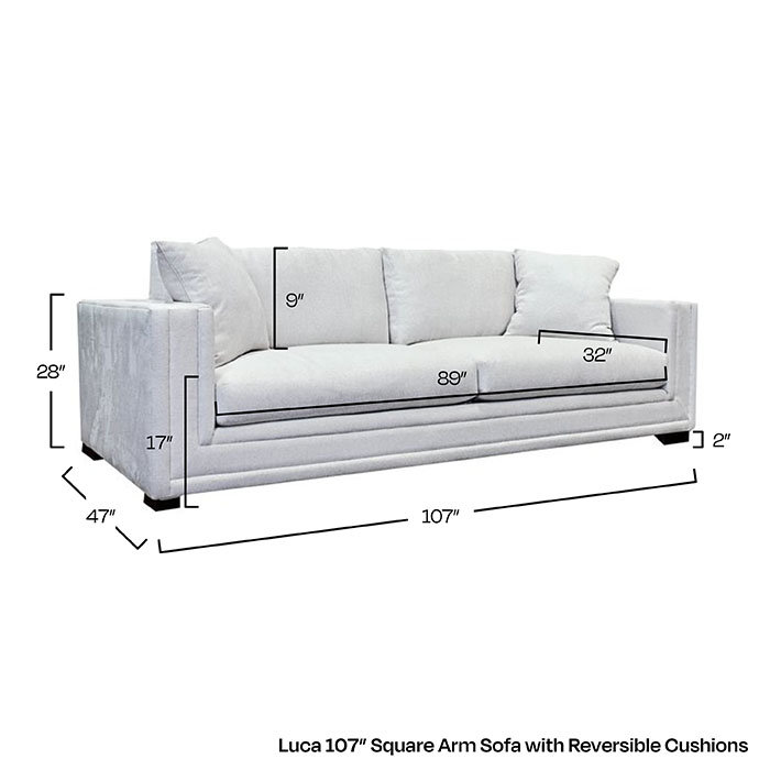 Luca 107" Square Arm Sofa with Reversible Cushions