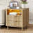 24" H Mid Century Night Stand with Charging Station, 2 - Drawer Storage Fluted Cute Bedside Table with Open Shelf, Curved Profile End Table for Bedroom, Living Room, Sofa and Office - 1 Pcs-909365643
