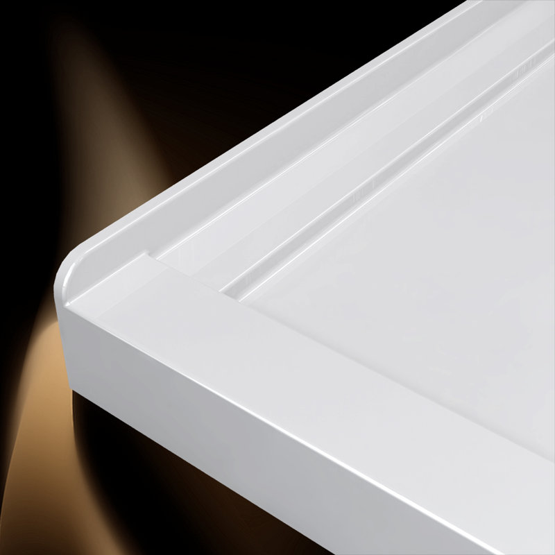 48'' W X 32'' D Acrylic Double Threshold Shower Base Corner Rectangular Shower Floor Pan Walk-in White Shower Tray with Center Drain Cover
