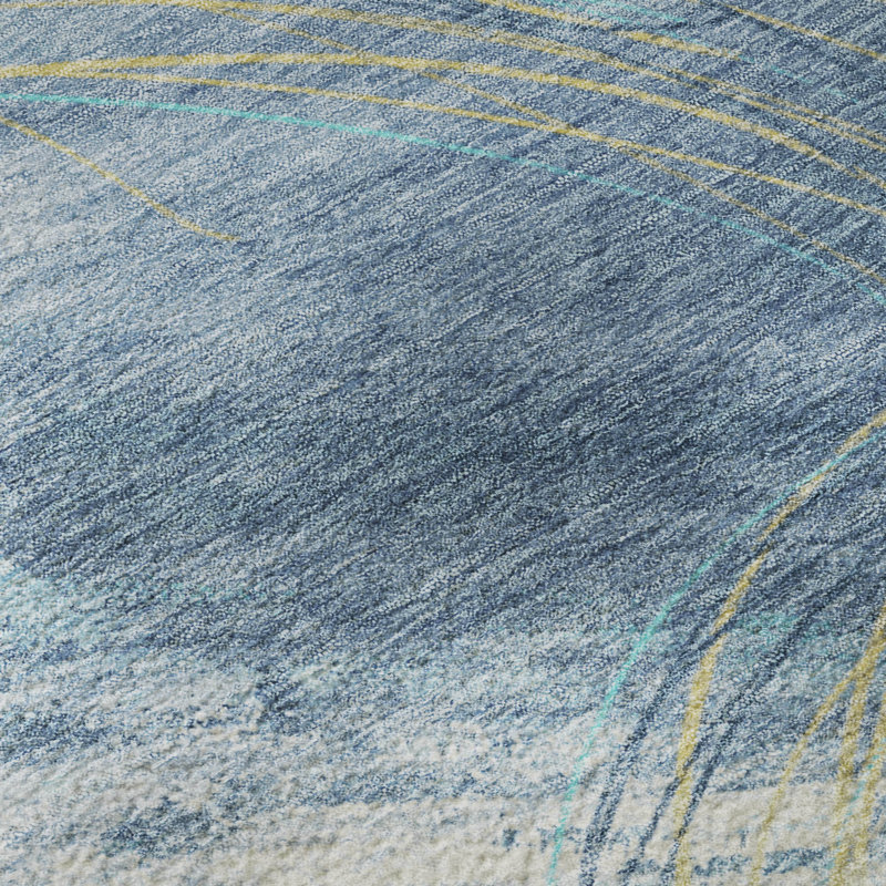 Tapis abstrait lavable à la machine de qualité supérieure Mayfield AMF2396, Ciel, 3' x 5'