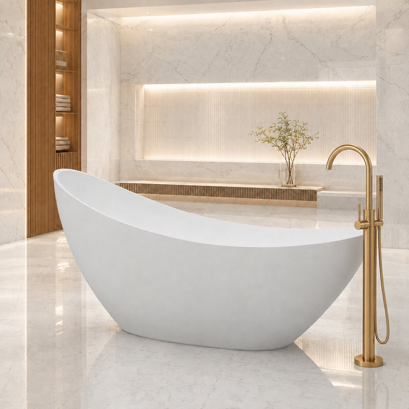 Baignoire autoportante sur pied 74 po, Blanc