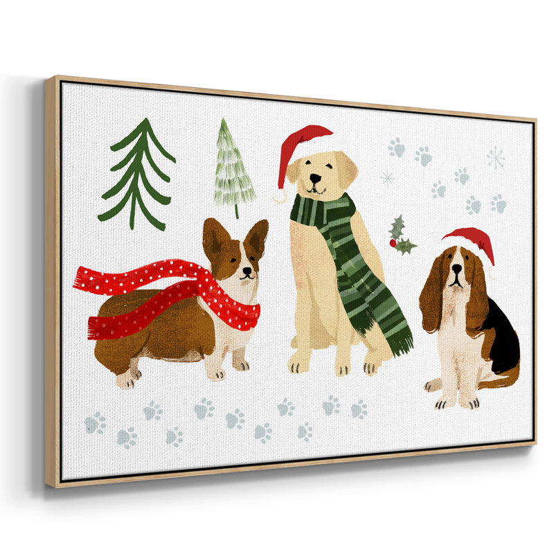 " Holidogs Collection A ", Natural Wood, 25" H x 37" W x 2" D