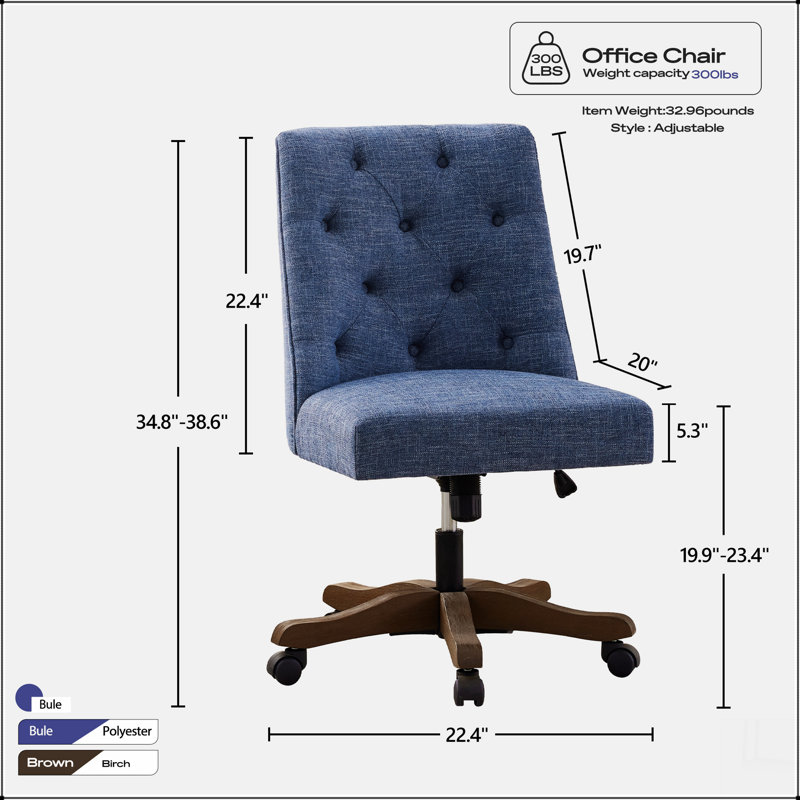 Chaise de travail Baden, Bleu