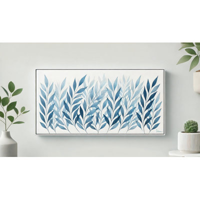 Whispering Blue Leaves Botanical Canvas Wall Art Print