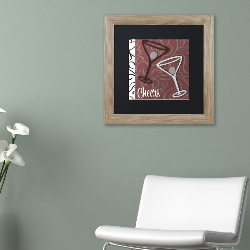 Jadaya «Cheers I», impression encadrée, H 11 po x l 11 po, Noir, Toile avec cadre argenté