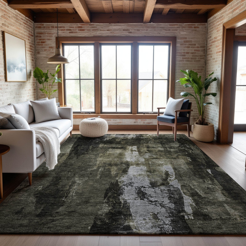 Tapis moderne lavable à la machine de qualité supérieure Dahl AMF1077, Rectangle 9 pi x 12 pi
