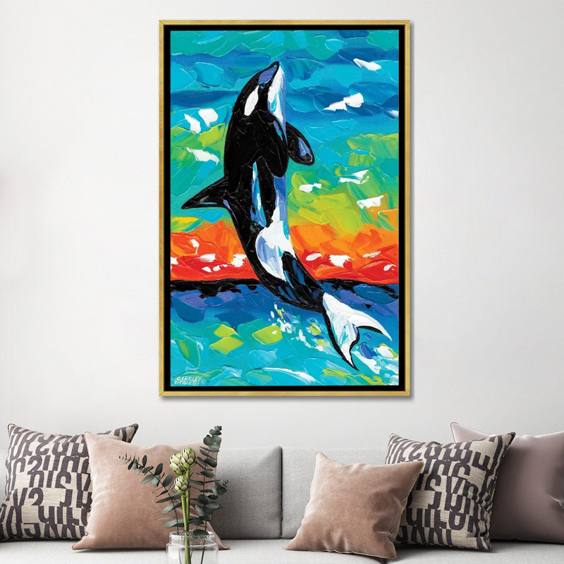 " Ocean Friends I " by Carolee Vitaletti, Gold Framed Canvas, No Matte, 60" H x 40" W x 1.5" D