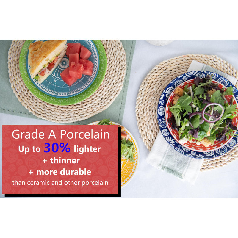 Colorful Porcelain Salad and Dessert Plates Set of 6