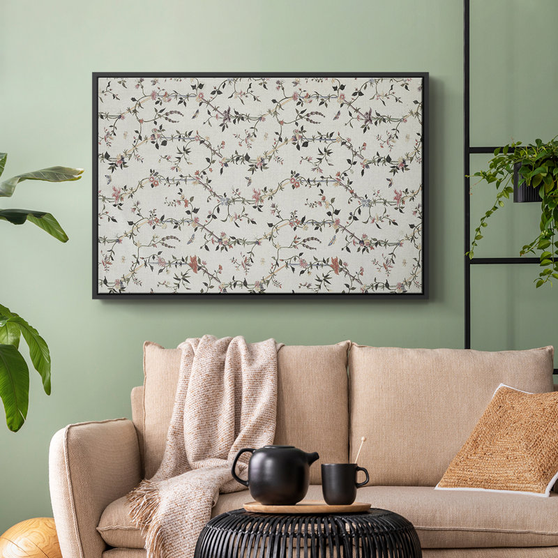 «Vintage Abstract Print-VI», toile tendue avec châssis encadré, Noir