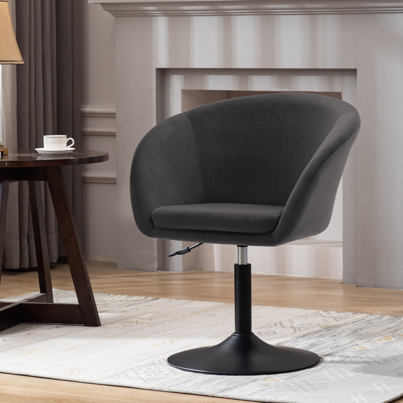 Velvet Swivel Barrel Chair, Dark Grey