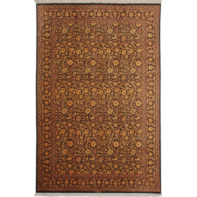 Tapis en soie pure noué à la main 7 x 10, tapis en soie de luxe, tapis oriental floral, tapis traditionnel fait à la main, décoration intérieure classique élégante