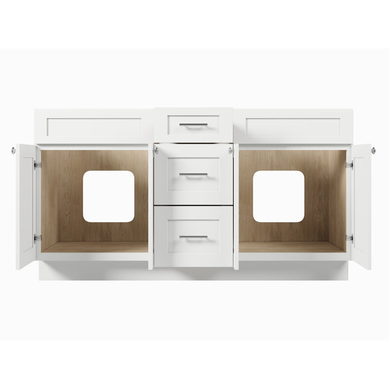 63'' Double Bathroom Vanity Base, White