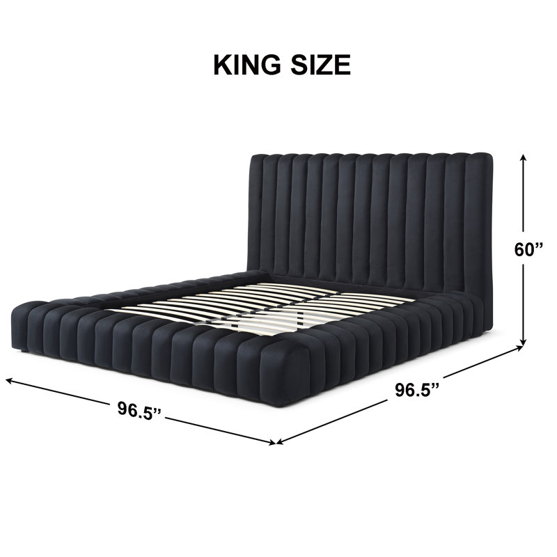 Kaydence Velvet Platform Bed, Black, Queen