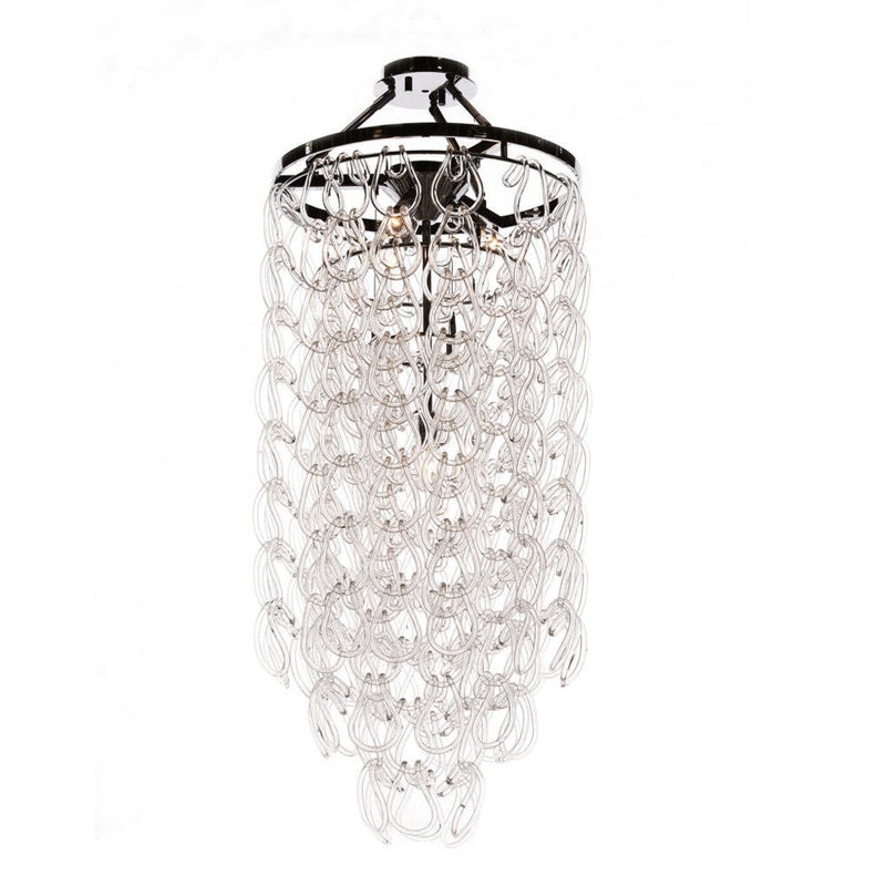 Lustre 4 lumières Tessa, Transparent, Bronze huilé