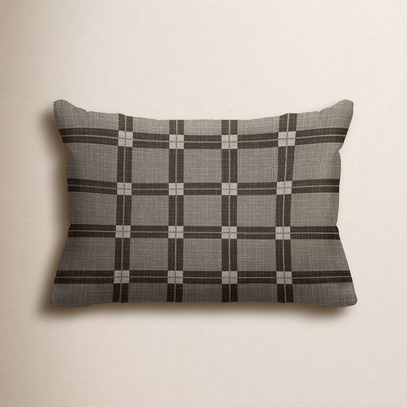 Plaid Outdoor Reversible Throw Pillow, Umber, 18"H x 25"W