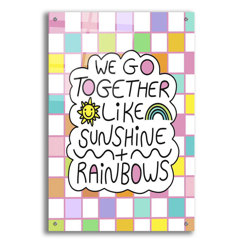 Art mural en verre «Sunshine And Rainbows» par Club Daydream, H 36 po x l 24 po x P 0,2 po