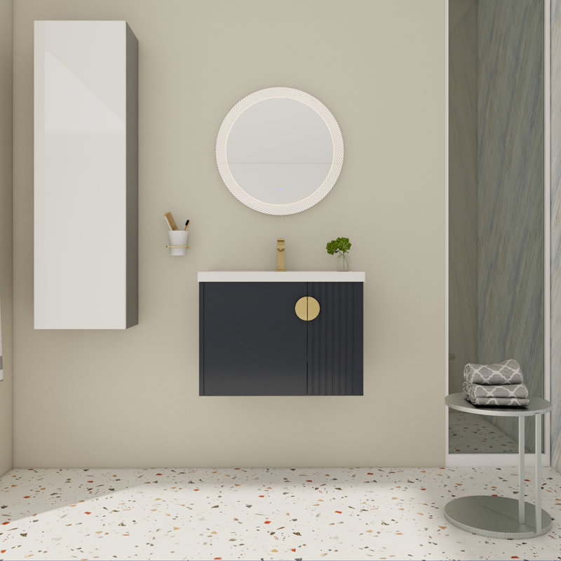 Meuble-lavabo 28 po avec lavabo en céramique, Noir, noir, noir, noir