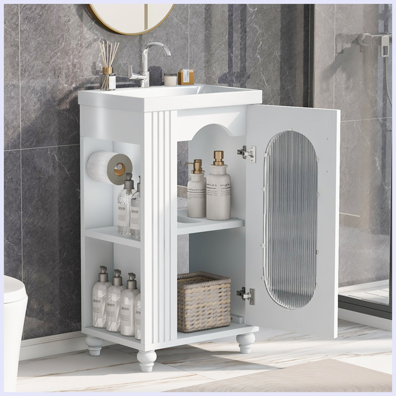 Armoire de salle de bain moderne avec tablette à deux niveaux Almendra