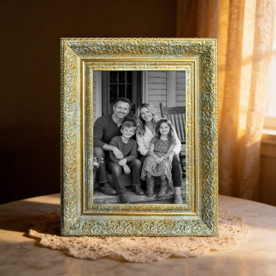Antique Gold 3 PCS 5" x 7" Elegant Picture Frame with Shelf Ready Design