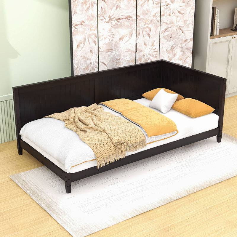 Twin Size Wood Daybed with Slats and Legs, Espresso