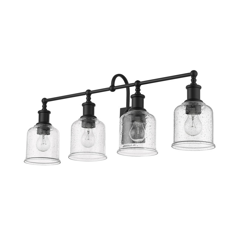 Éclairage de salle de bain à intensité variable 4 lumières Minh, Noir mat