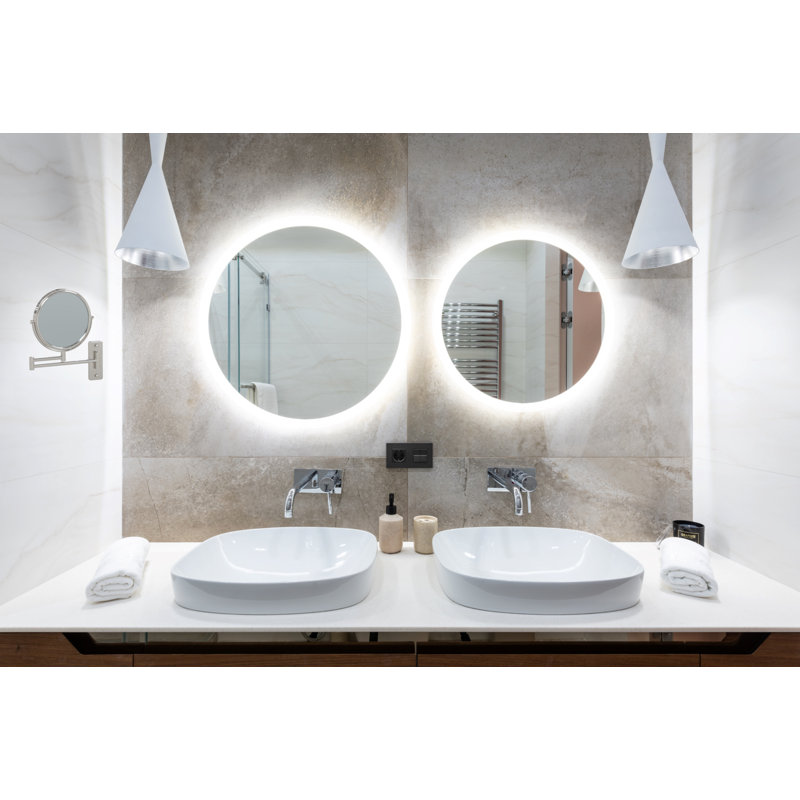 Agace Aluminium Circle Mirror, Polished Nickel