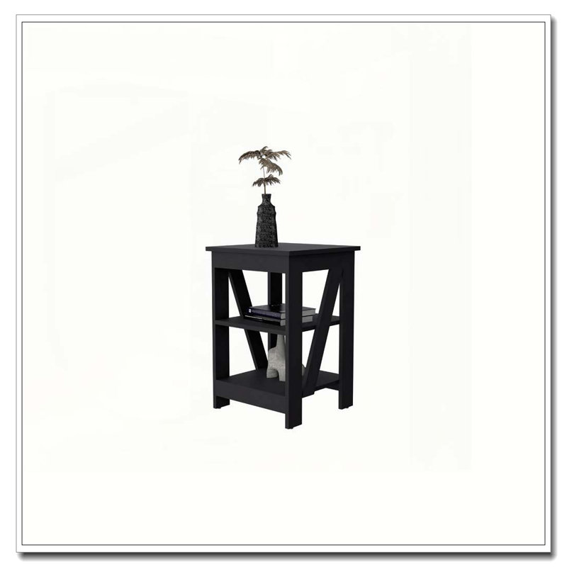 Table noire avec 2 tablettes, Noir