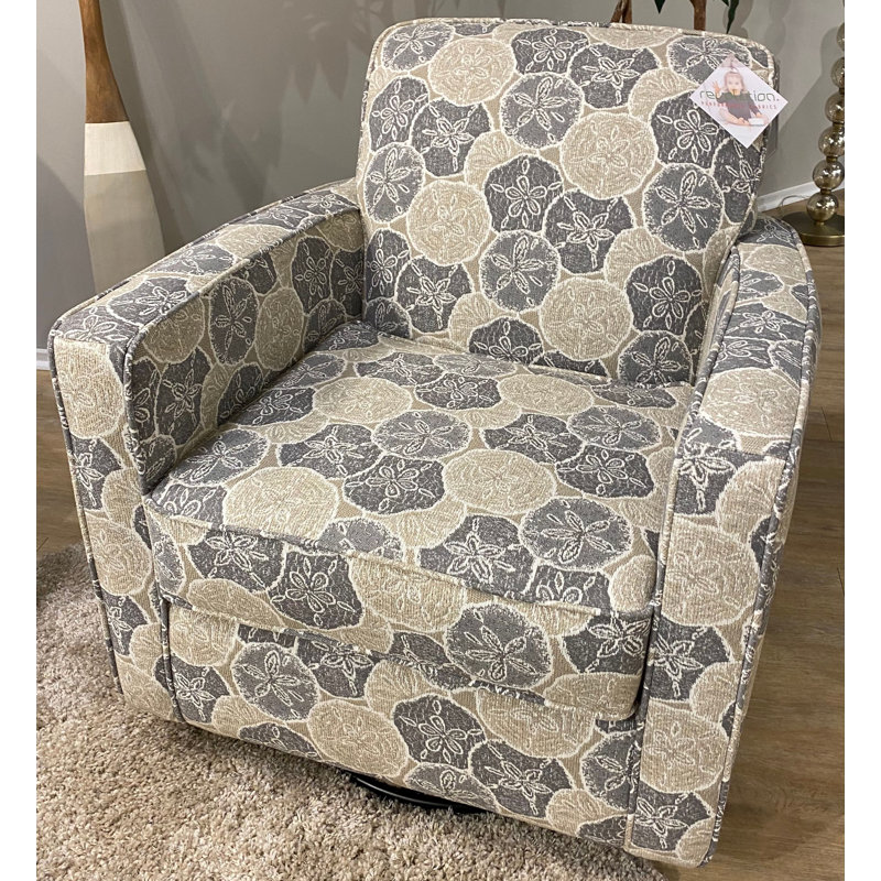 Ballina Swivel Glider Chair, Beige/Blue 100% Polyester