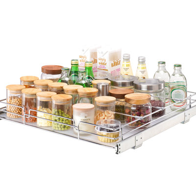 Rangement pour armoires coulissantes de 20 po x l 21 po x P 2,5 po, tablettes coulissantes de qualité industrielle, rouille, tablette à 4 marches, l 23 po x P 22 po x H 7 po, tiroirs à roulettes en acier
