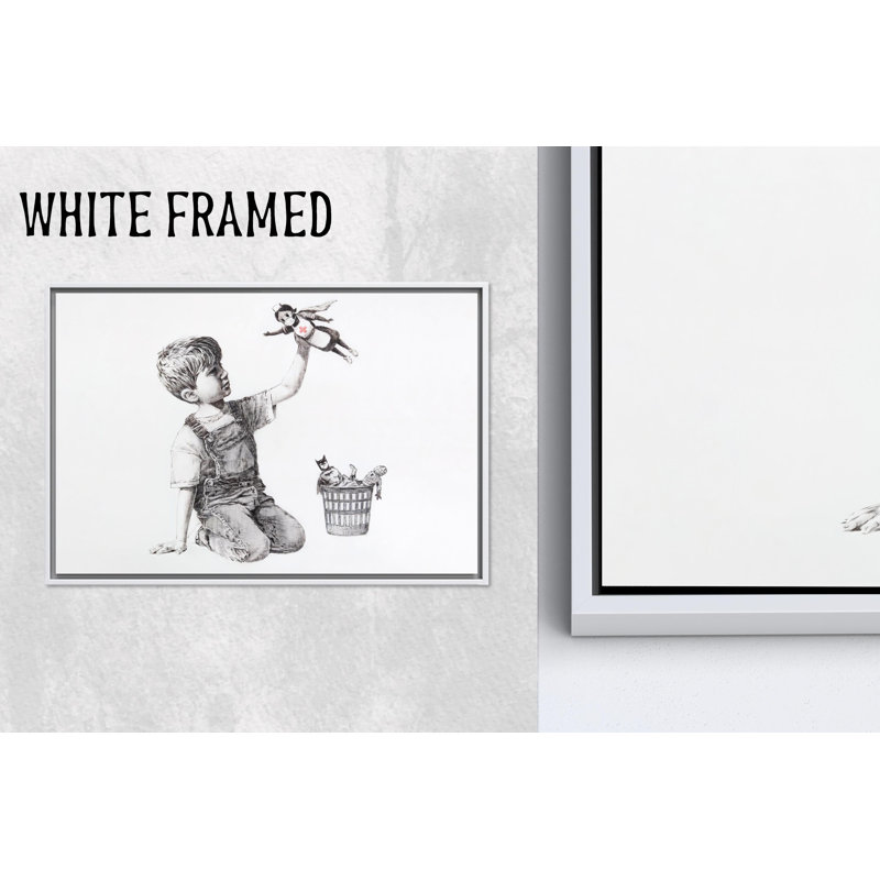 Impression sur toile Banksy Boy, Game Changer, toile blanche encadrée 1P, H: 47,3 po x l: 82,7 po