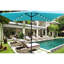 Parasol de patio rectangulaire 10 X 6,5 pi - Turquoise, solaire, eau, manivelle et bouton-poussoir inclinable pour piscine arrière facile à nettoyer, avec piscine-121047133