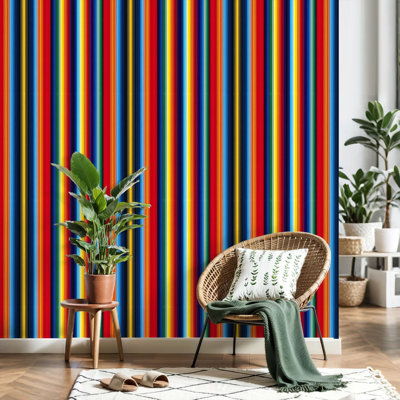 Peel and Stick Wallpaper Mexican Blanket Stripes Seamless for Cinco de Mayo Party Decor Mexican Contact Paper Removable Self Adhesive Wall Mural Wall Decor for Bedroom Kitchen Cabinets 17.7in x 118in