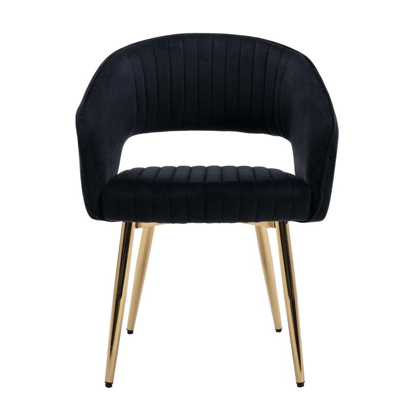 18.9'' H Velvet Upholstered Armchair, Black