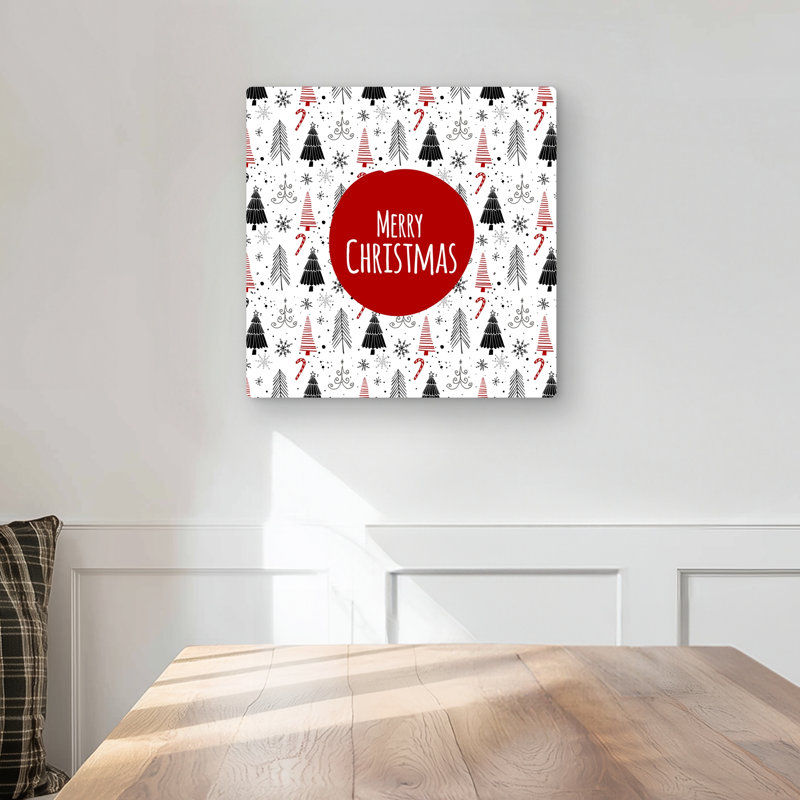Merry Christmas - White Pattern Metal Print for Home Decor