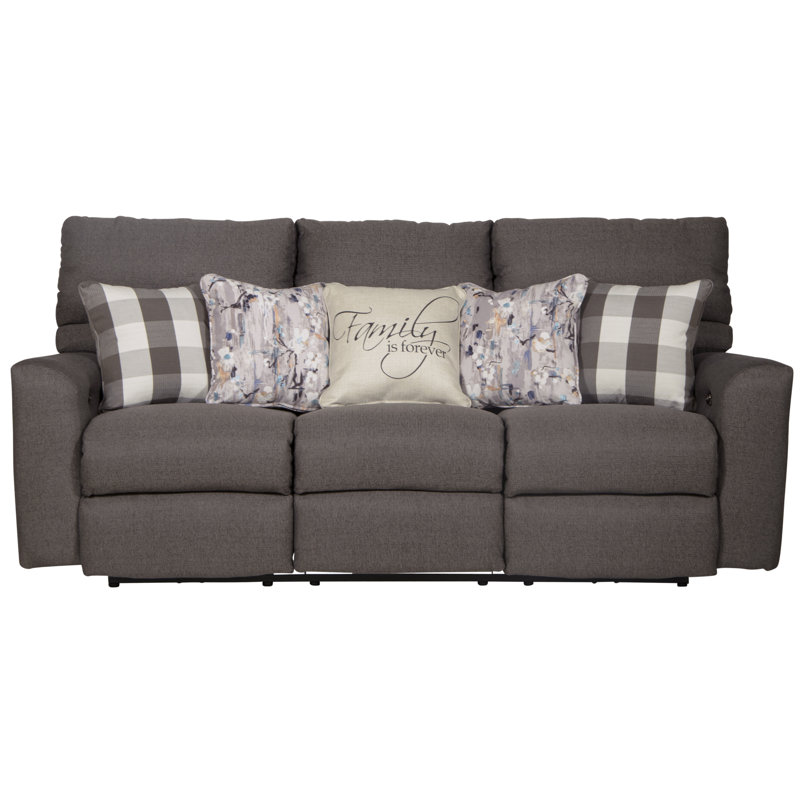 Ardele 86'' Upholstered Power Reclining Sofa with Power Adjustable Headrest, Gray