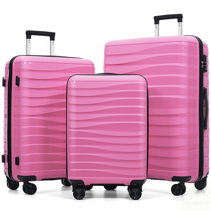 Premium PP Travel Luggage Set, 3-Piece TSA Lock Suitcase Ensemble With 20, 24, And 28 Inch Sizes, 360° Spinner Wheels For Smooth Navigation