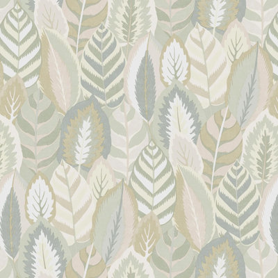 Sublime Arty Leaves Sage 10m x 52cm Matte Wallpaper Roll