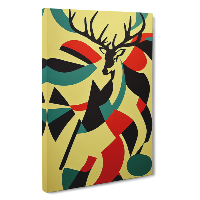 XV1022-406X Abstract Stag Art No.2 - Print, No Matte, Wrapped Canvas, 50cm H x 35cm W