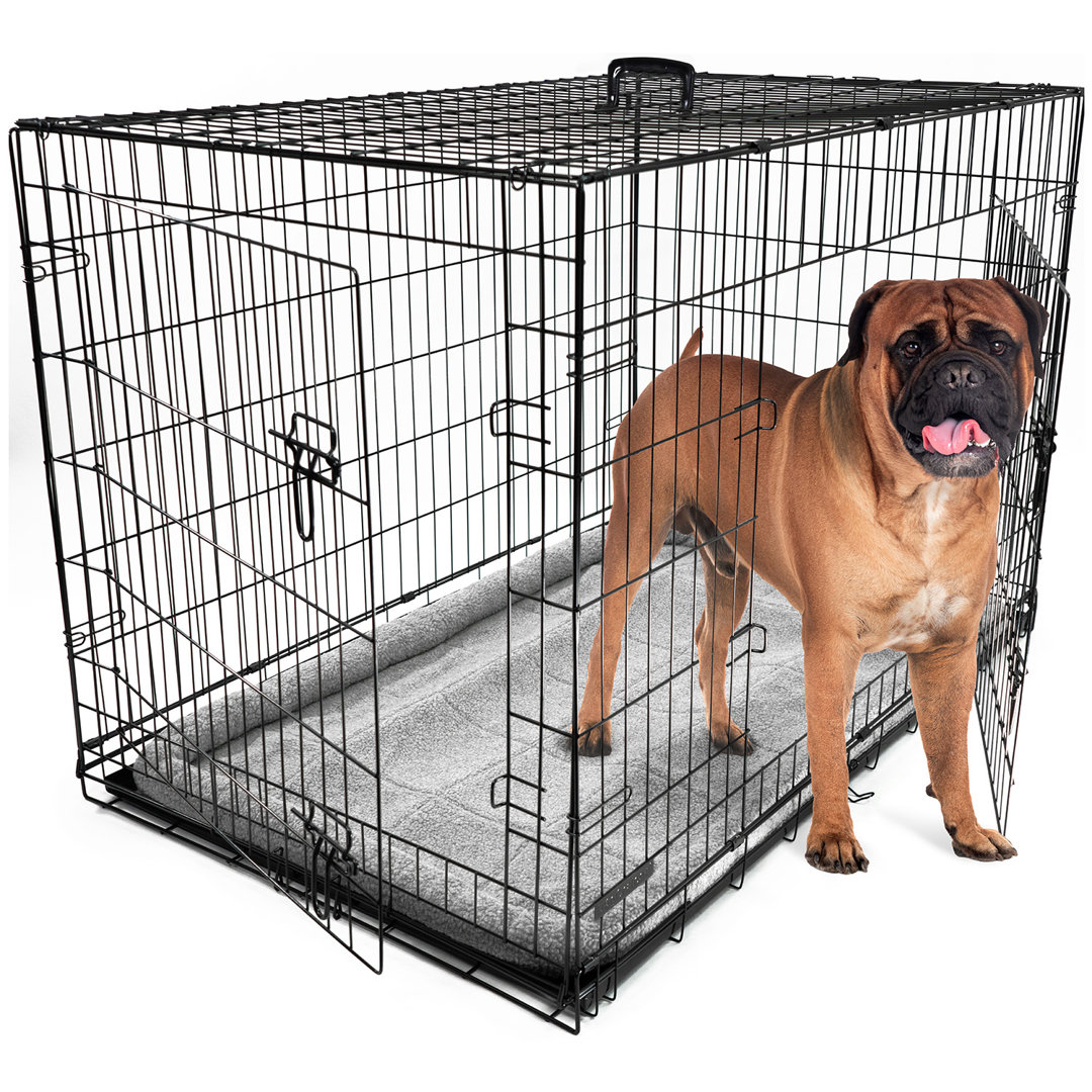 Dog Crate with Removable Tray and Bed