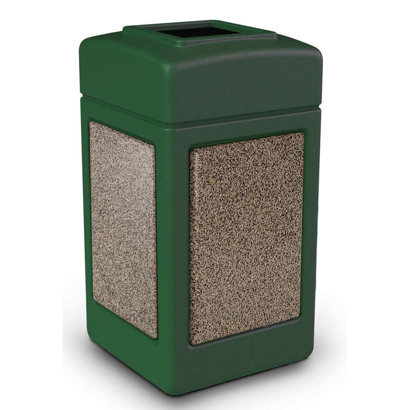 Poubelle® 42 gallons StoneTec, Vert forêt et bleu-gris