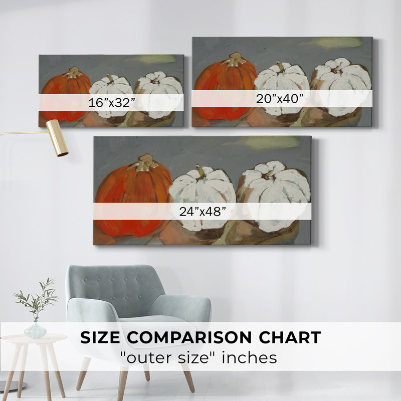 Une toile orange tendue sur toile tendue avec châssis - Prêt à accrocher, H 24 po x l 48 po