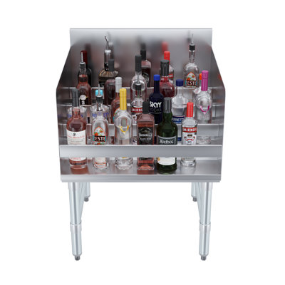 22.5 in. x 24 in. Stainless Steel Four-tier Liquor Display Rack