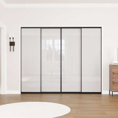  4 Panel Frosted Glass Room Dividers -Aluminum Sliding Doors - Closet Doors - Gym Room Door - Office Room Door