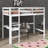 Twin Elevated Wooden Loft Bed, Comprehensively Fitted With Safety Railing, Integrated Desk, And Step Ladder-425410109