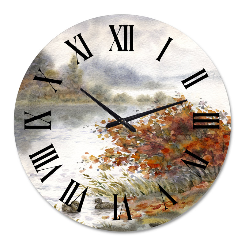 Vue du lac en automne horloge murale, Surdimensionné