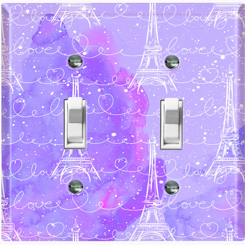 Plaque d'interrupteur à bascule Paris, Paris Tour Eiffel, nuage mauve et rose et amour