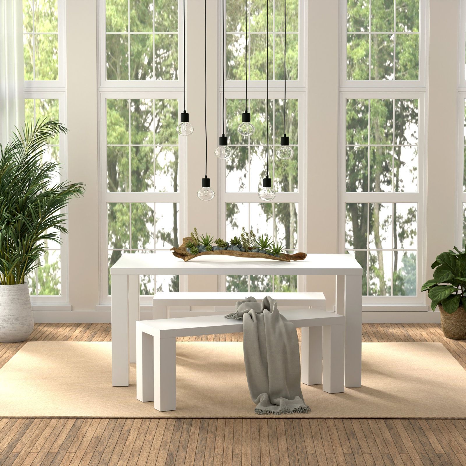 Carson 63" Dining Table, White, 30" H x 63" L x 35.5" W
