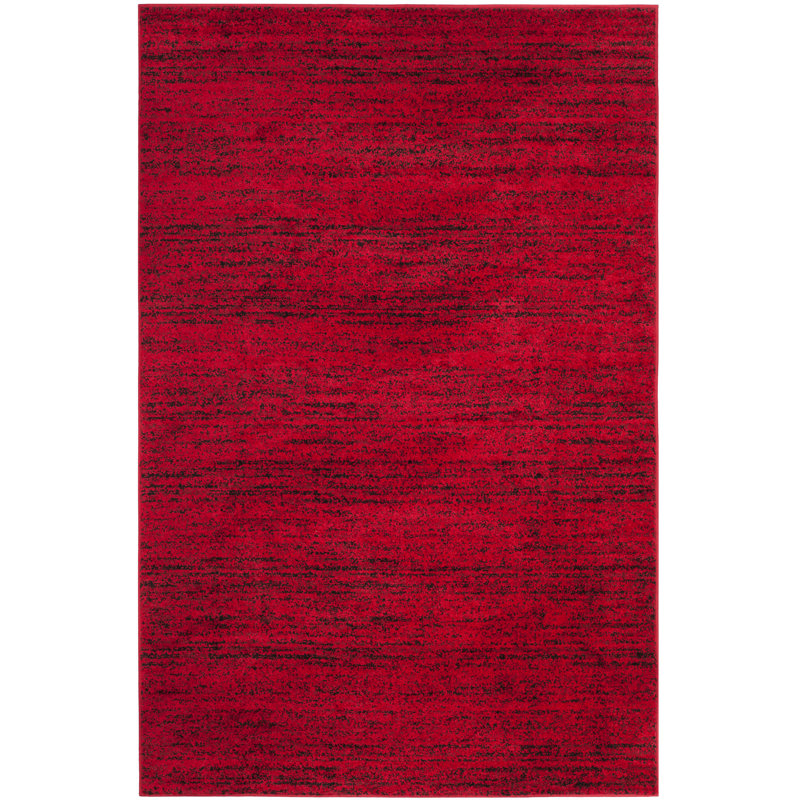 Stonyford Striped Area Rug In Red & Black, Rectangle 155 x 229 cm