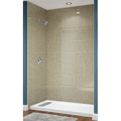 11x20 Tile SandStone Acrylic Alcove Shower System 60"W x 36"D x 96"H