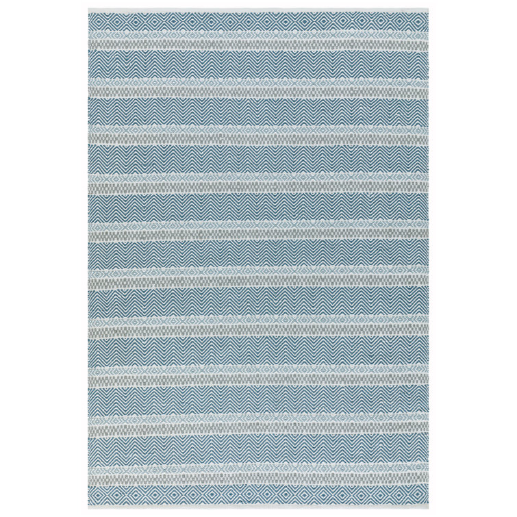 Perrotta Striped Recycled P.E.T Hand Woven Indoor / Outdoor Area Rug